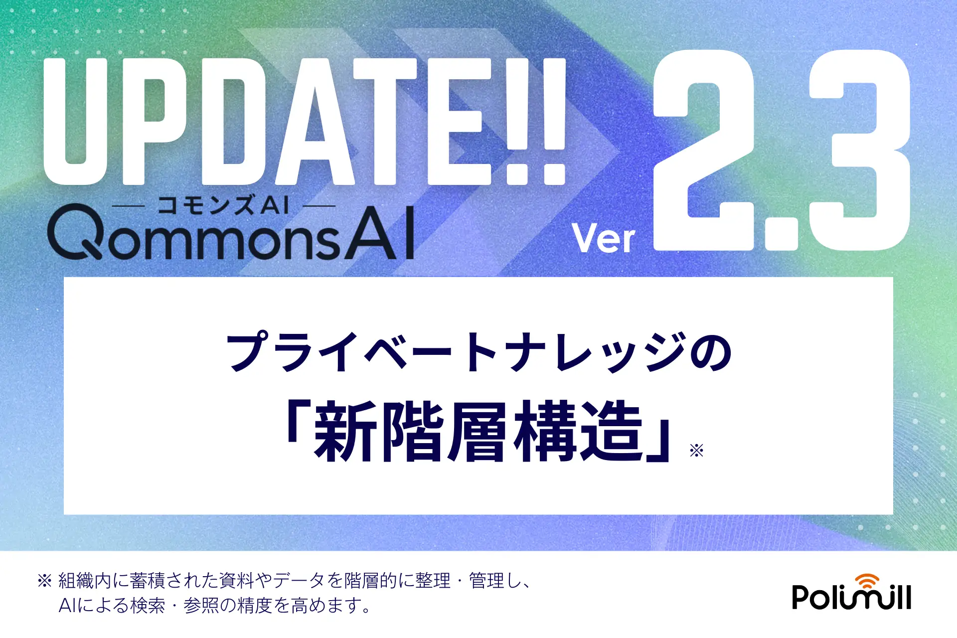 QommonsAI、プライベートナレッジに「新階層構造」を搭載。最大5階層のフォルダ管理と3段階ロール権限で庁内文書を体系化し、AIの回答精度を根本から変える